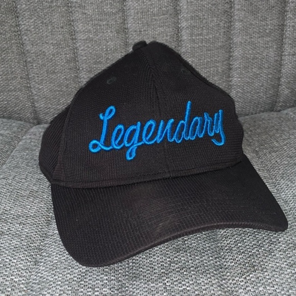 Legendary hat‎ black with blue writing